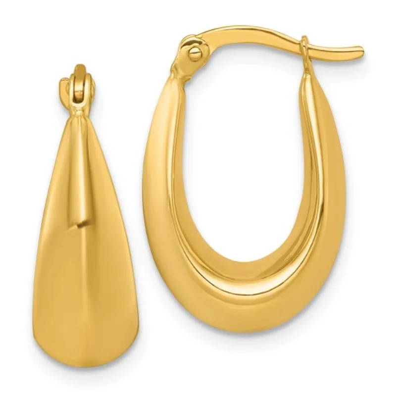 14K Y Gold Polished Tapered Hollow Hoop Earrings