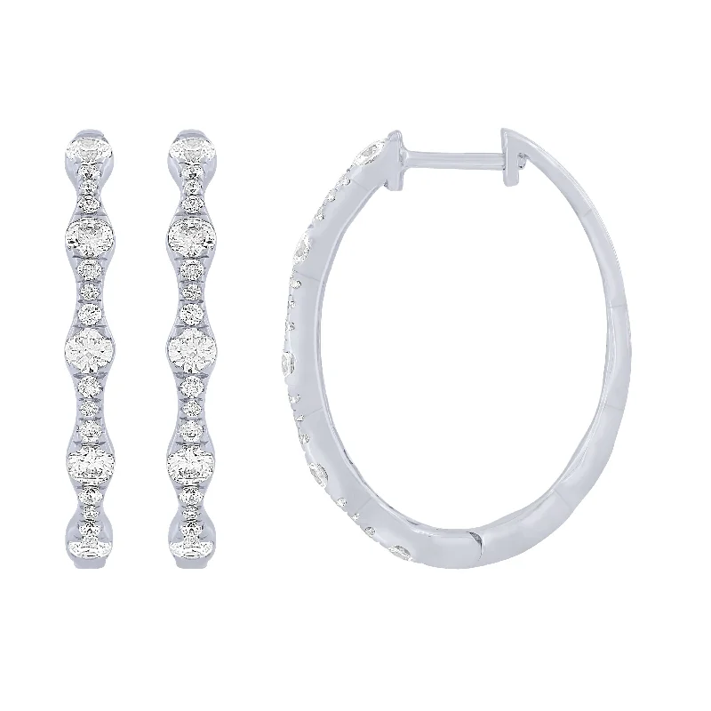 14K White Gold 1Ct Fashion Hoop Earrings