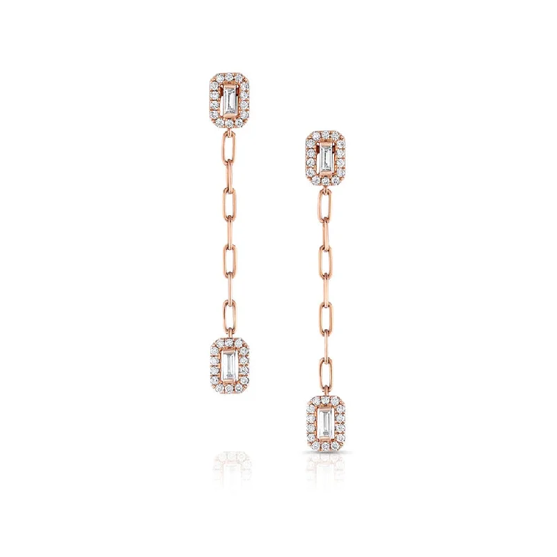 18k Rose Gold 0.56ctw Paperclip Chain Drop Earrings