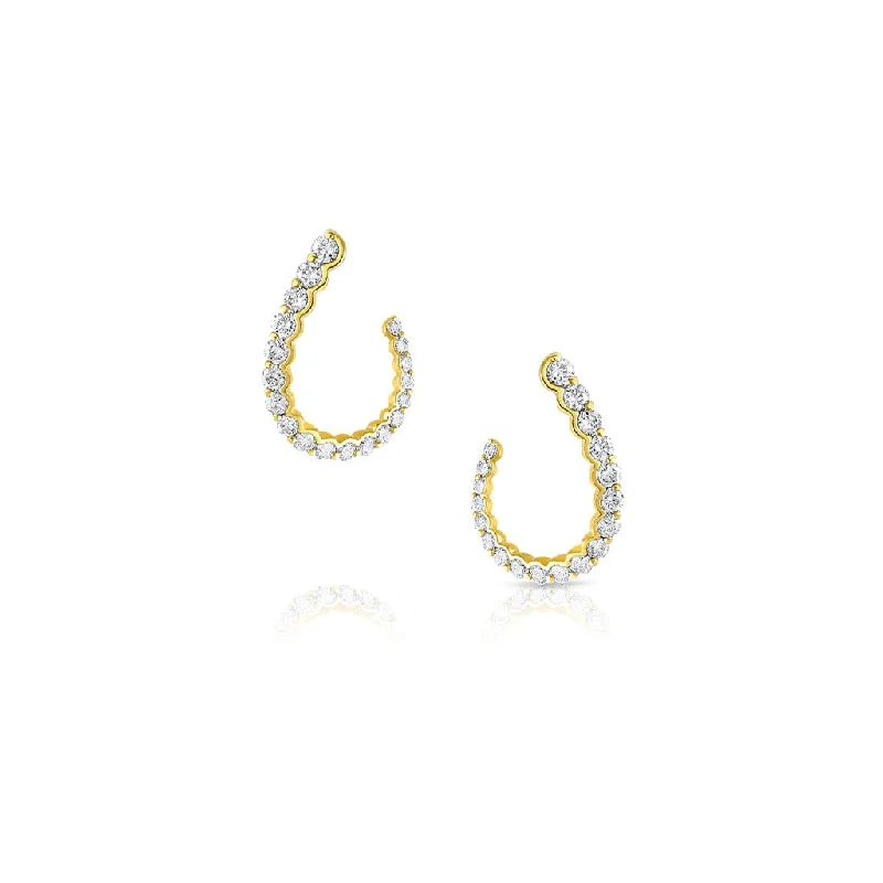 18k Yellow Gold 1.03ctw Diamond Tear Drop Hoop Earrings