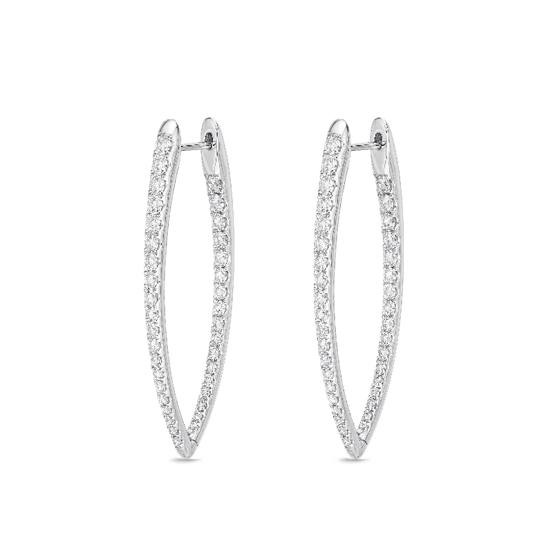 18K White Gold 1 2/3Ct Diamond Hoop Earrings