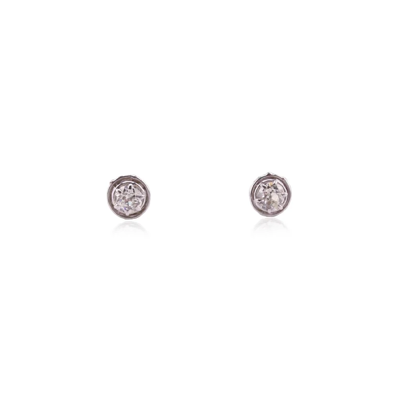 1950s Platinum Diamond Stud Earrings