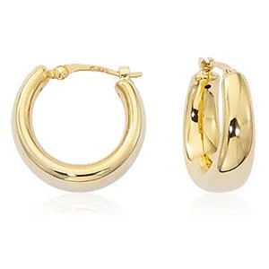 14K Yellow Gold Sm. Plain Round Hoop W/Sd Earrings