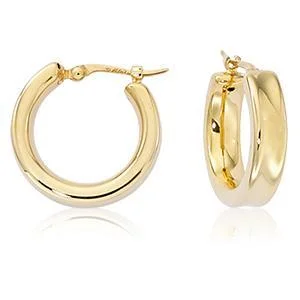 14K Yellow Gold Sm. Round Inverted Hoop W/Sd Earrings