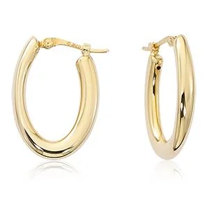 14KG Sm. Sm.ooth Round Oval Hoop W/Sd Earrings