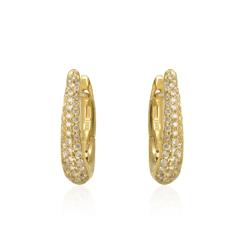 Diamond Pave Tapered Huggie Earrings