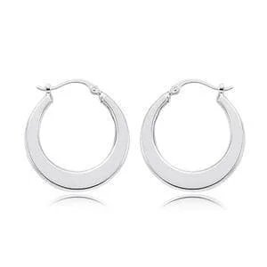 Sterling Silver Pl Flat Hoop S/D Earrings