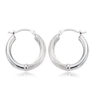 Sterling Silver Pl/Twist Hoop Earrings