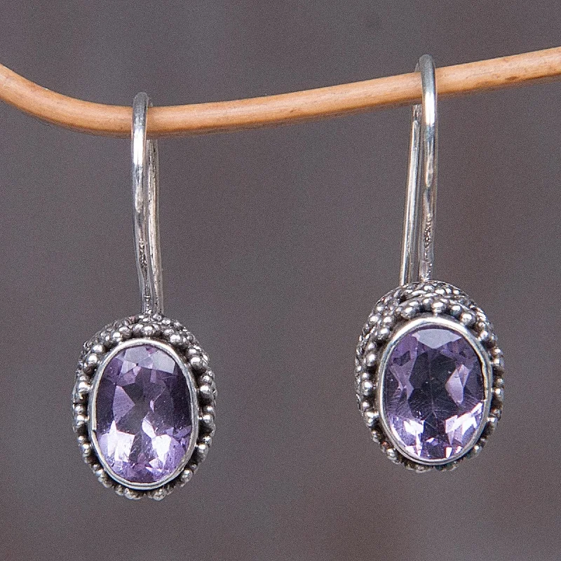 Amethyst & Sterling Silver Drop Earrings