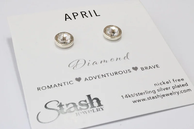 April Birthstone Diamond Crystal Studs