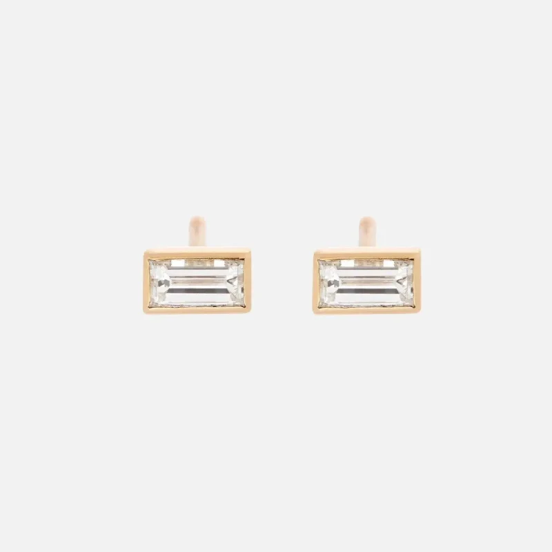 Baby Baguette Diamond Studs