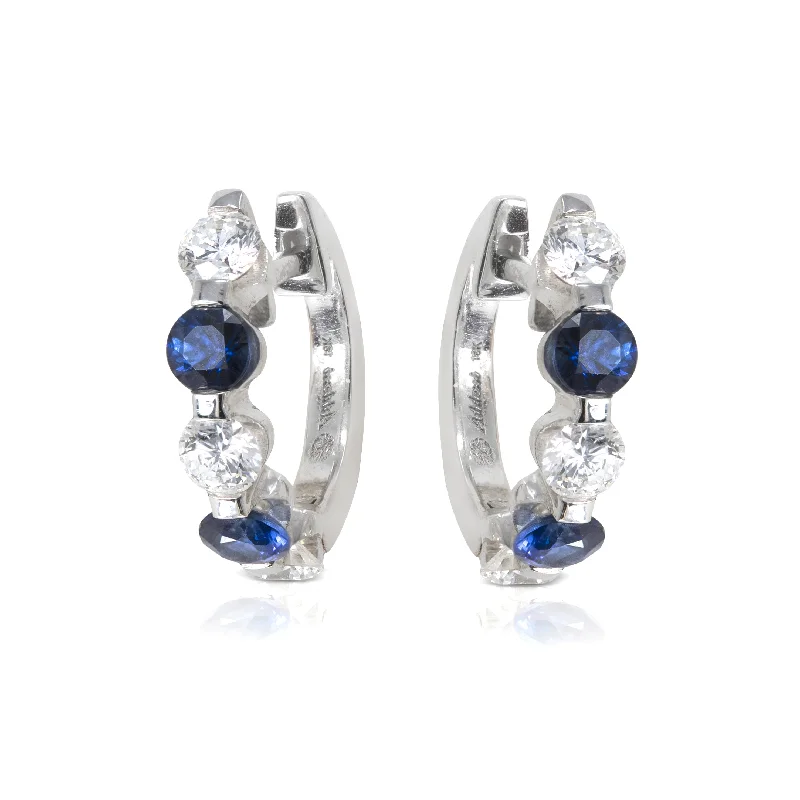 Addessi Diamond & Sapphire Huggie Earrings