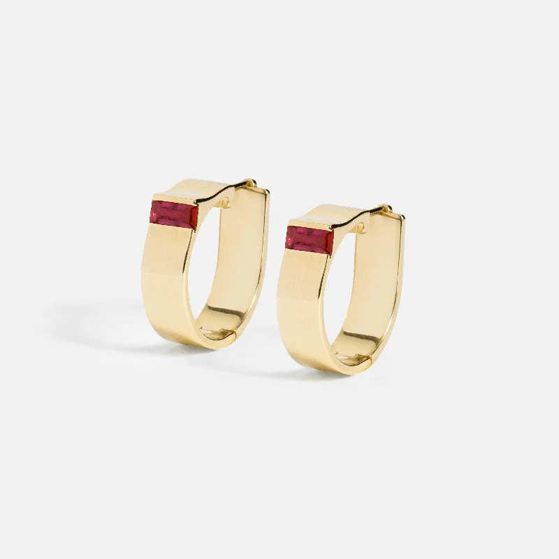 5mm Braga Hoop Earrings with Rubies