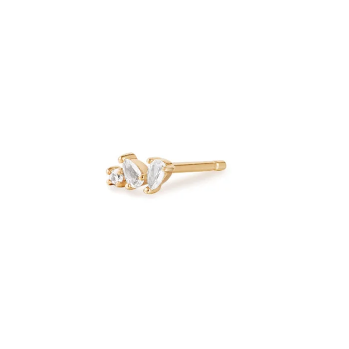 CAMI | Pear and Round White Sapphire Stud Earring