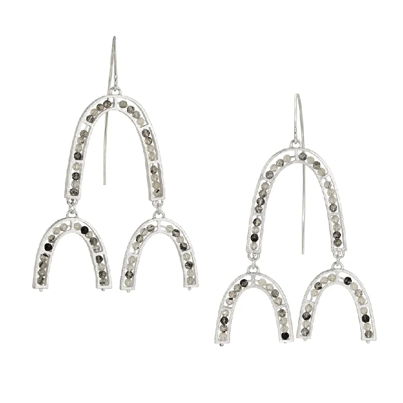 Carved Triple Arch Segment Earrings