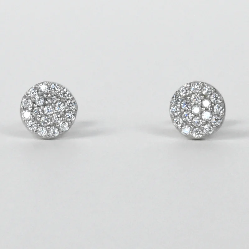 Crystal Encrusted Sterling Circle Studs