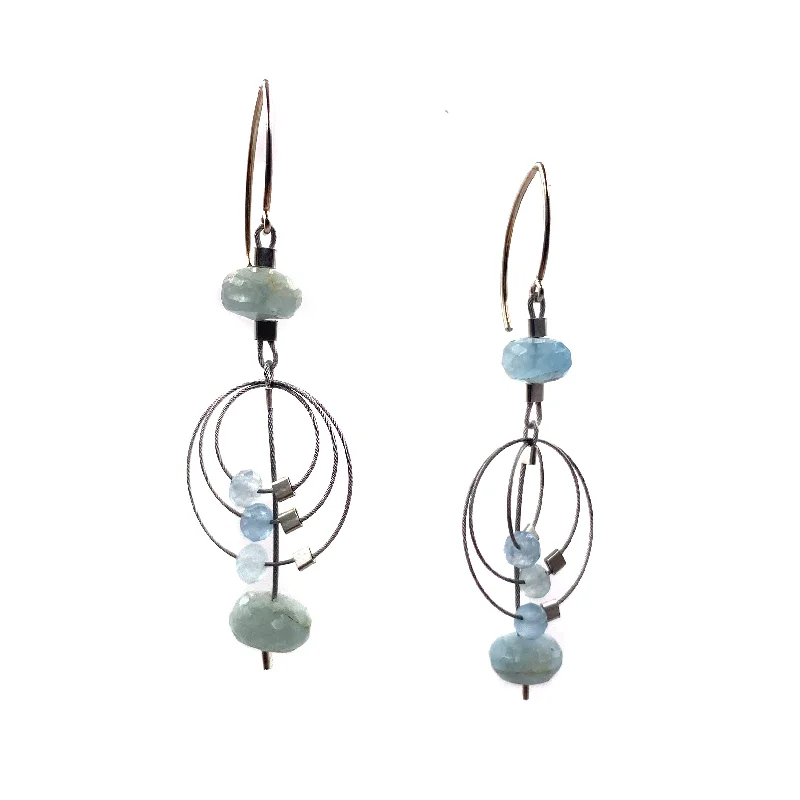 Delightful Caviar Cluster Earrings, Aquamarine