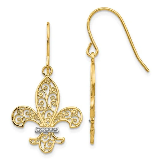 Filigree Fleur De Lis Dangle Earrings