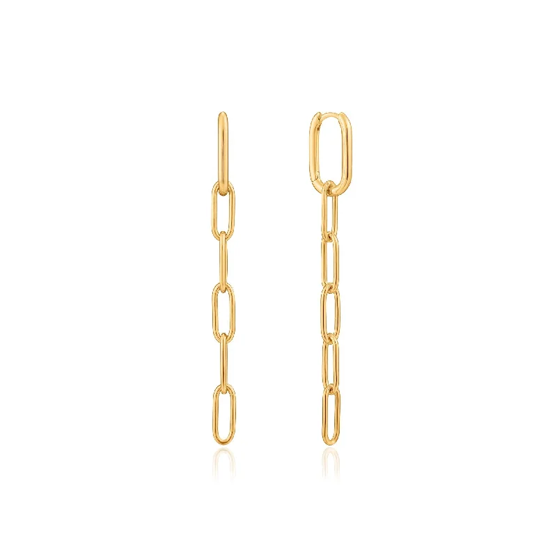 Gold Cable Link Drop Earrings