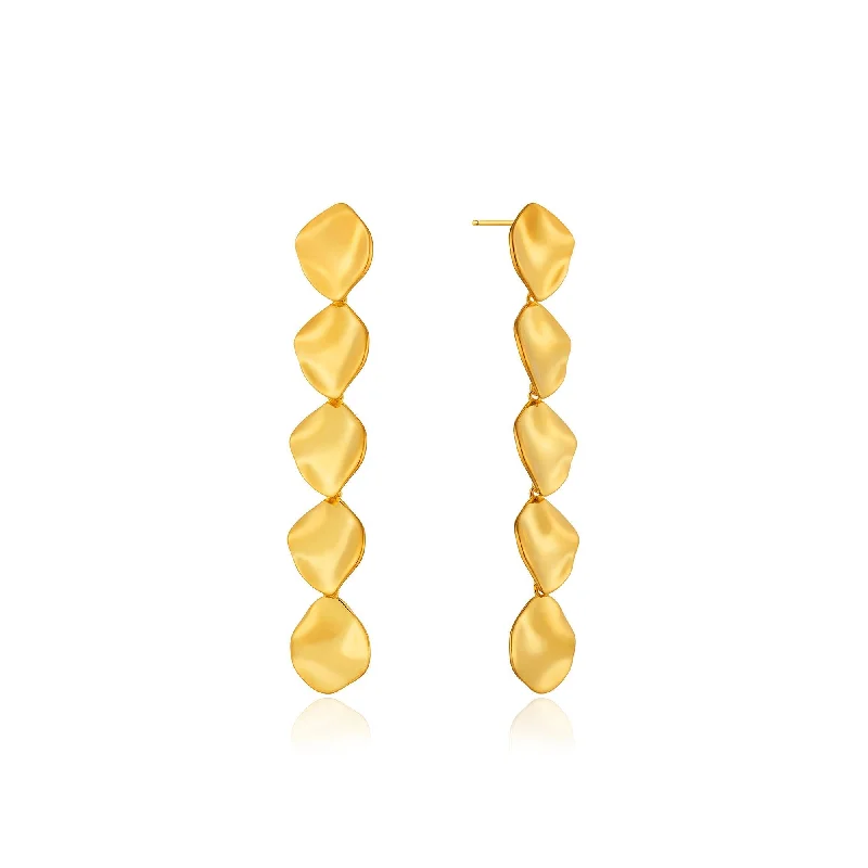 Gold Crush Multiple Discs Drop Earrings