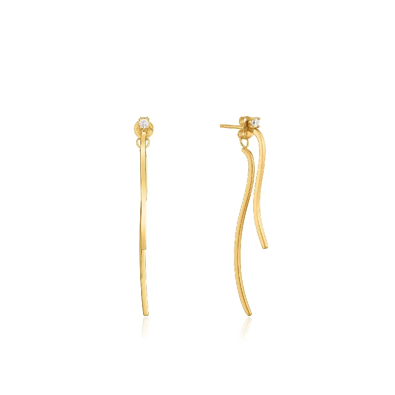 Gold Curve Drop Bar Ear Jackets