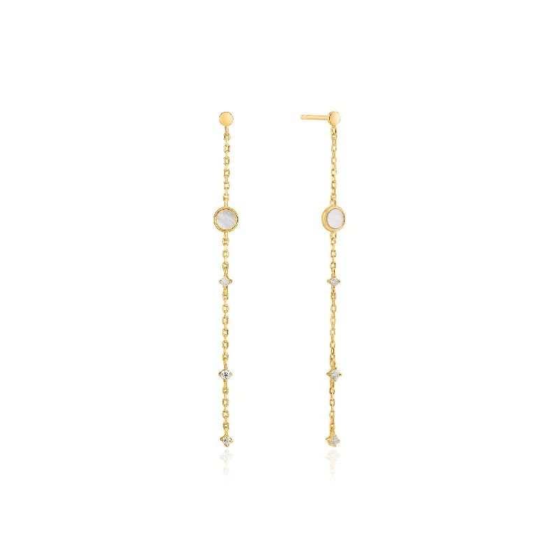 Gold Mother Of Pearl Drop Earrings