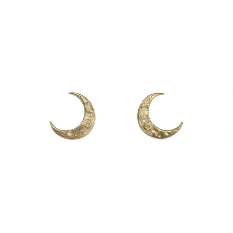 Gold Tiny Crescent Moon Studs