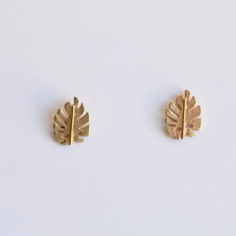 Vermeil Monstera Studs