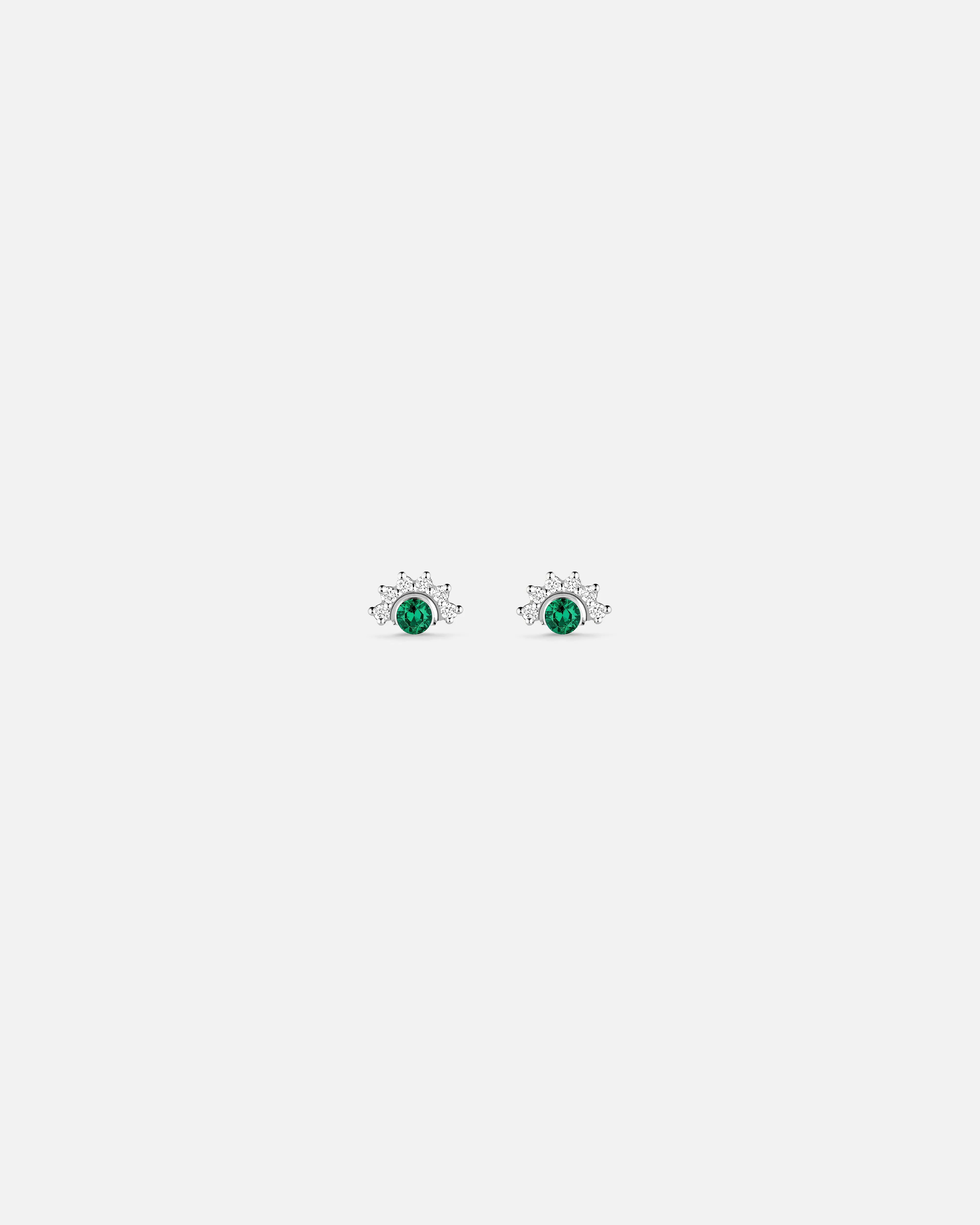 Green Tourmaline Studs in White Gold