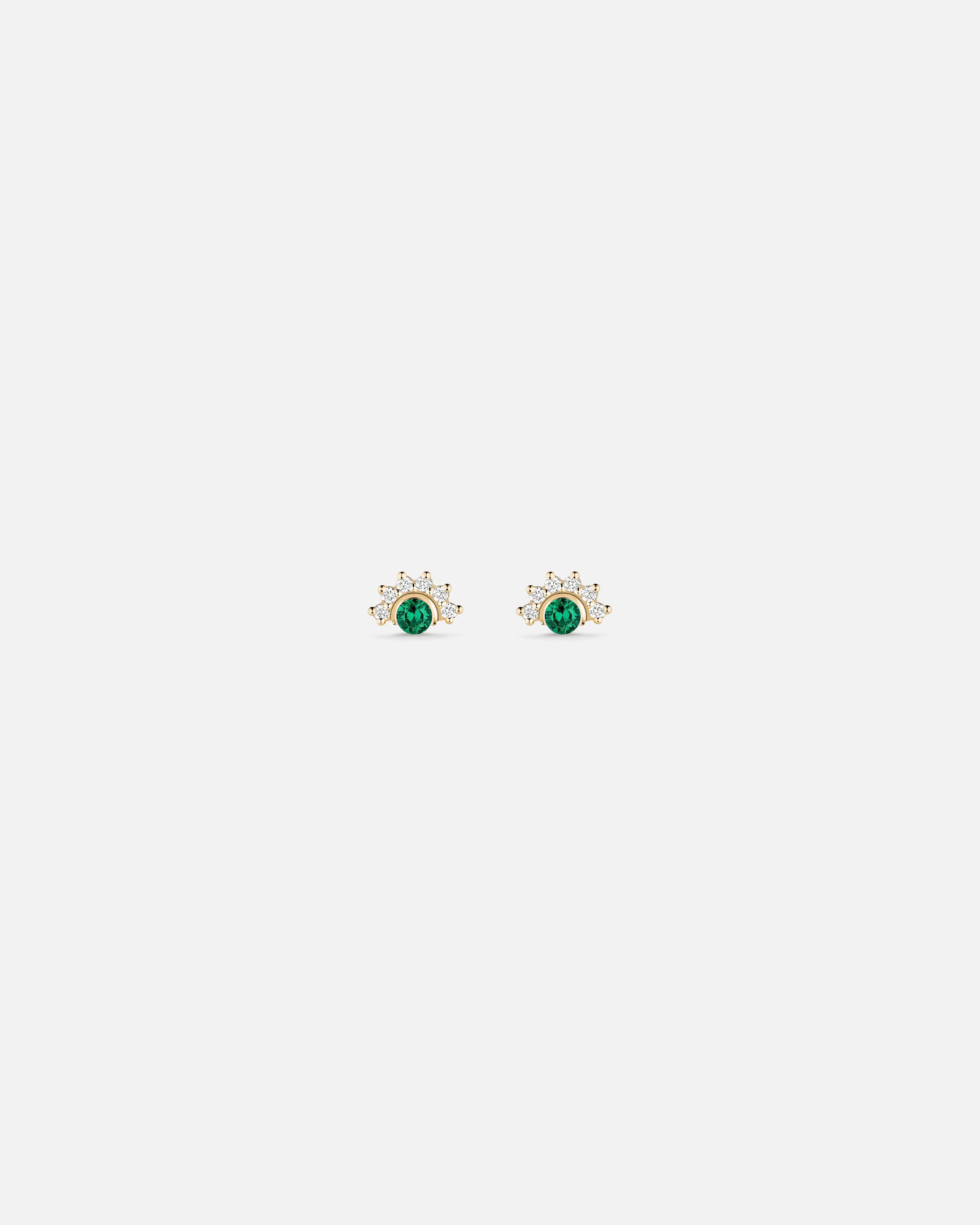 Green Tourmaline Studs in Yellow Gold