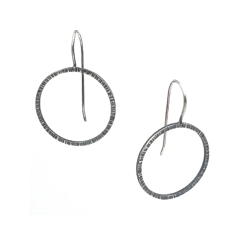 Hammered Edge Circle Earrings