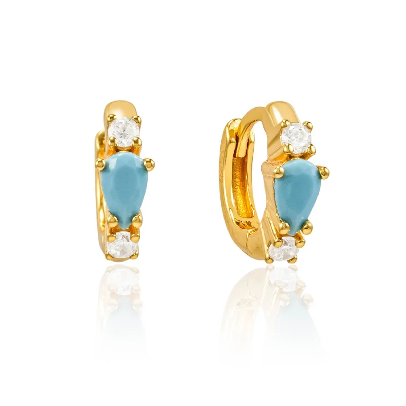 Harper Turquoise Gold Huggie Earrings