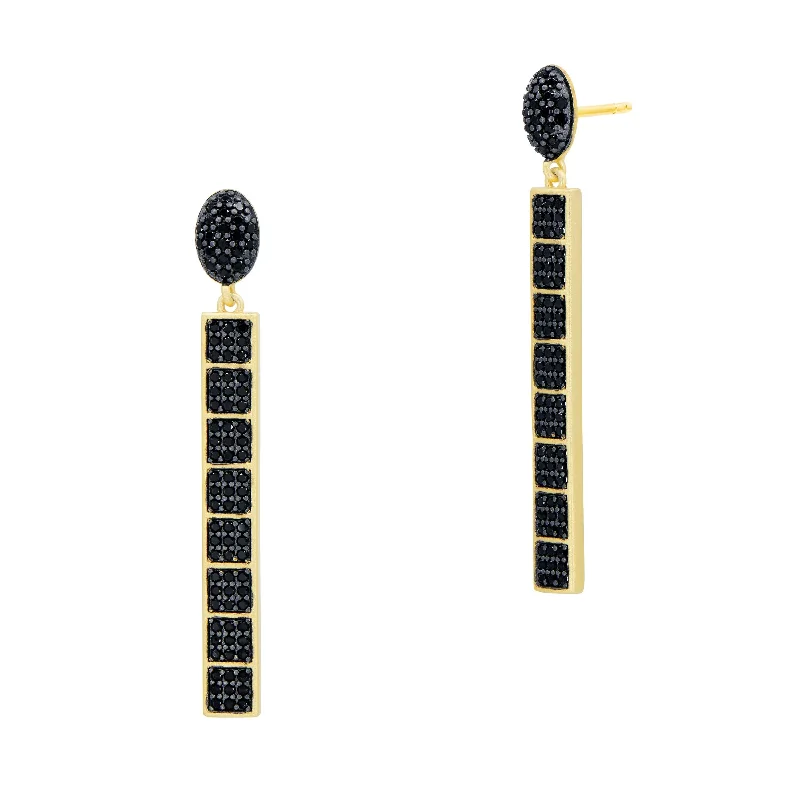 Industrial Finish CobbleStone Linear Drop Earrings