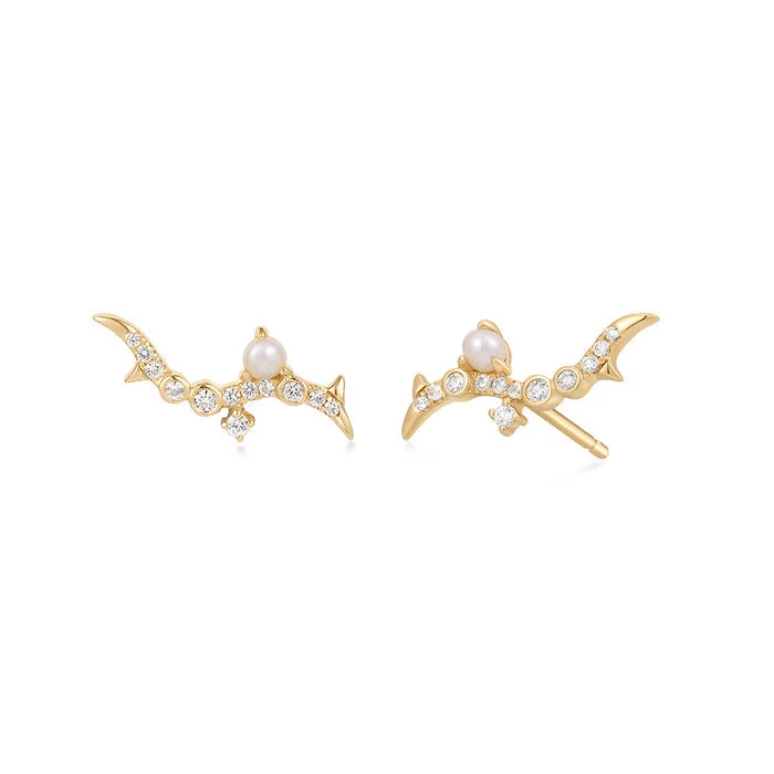 KAIA | Pearl and White Sapphire Climber Studs