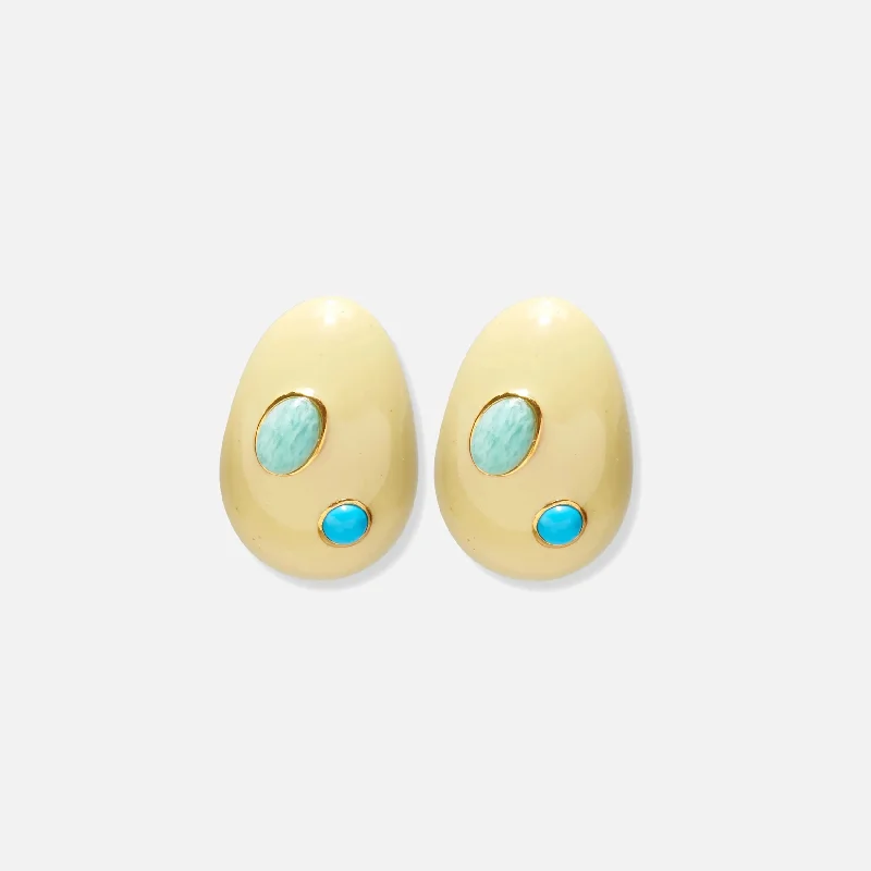 Mini Arp Earrings in Studded Cream