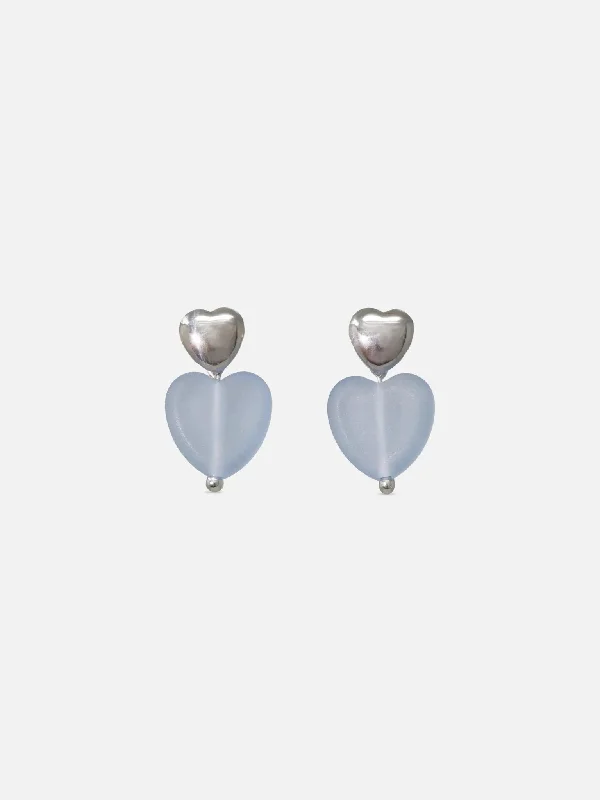 Love Earrings with Large Heart Drop