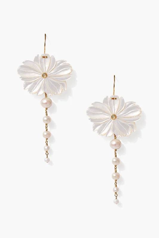 Magnolia Drop Earrings White