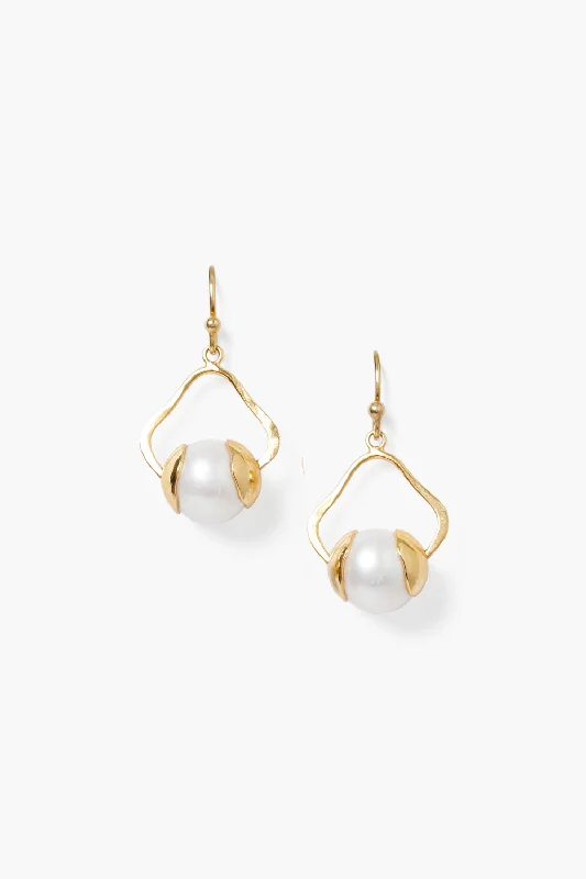 Maribel Drop Earrings White Pearl