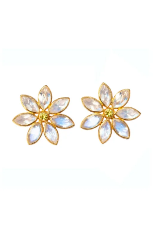 Marie Helene de Taillac Rainbow Moonstone and Sapphire Small Gabrielle Stud Earrings