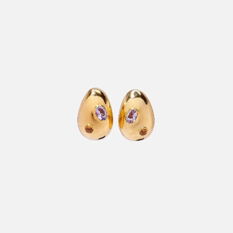 Mini Arp Earrings, Studded Gold