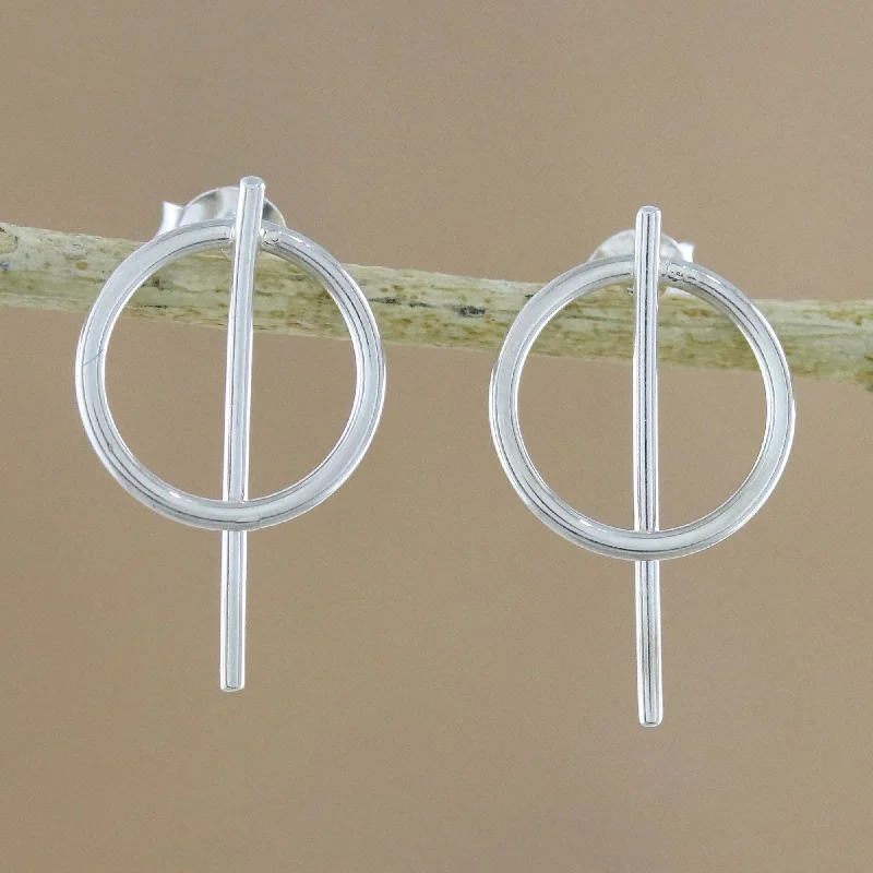 Modern Glyphs Geometric Sterling Silver Drop Earrings from Thailand