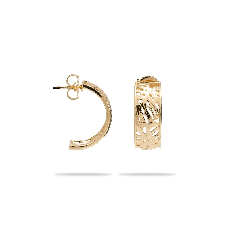 Monstera Hoop Earrings in Gold - 20mm