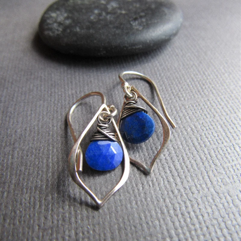 Lapis & Sterling Silver Teardrop  Earrings