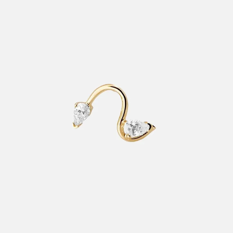 Ohana Diamond Wave Stud Earring