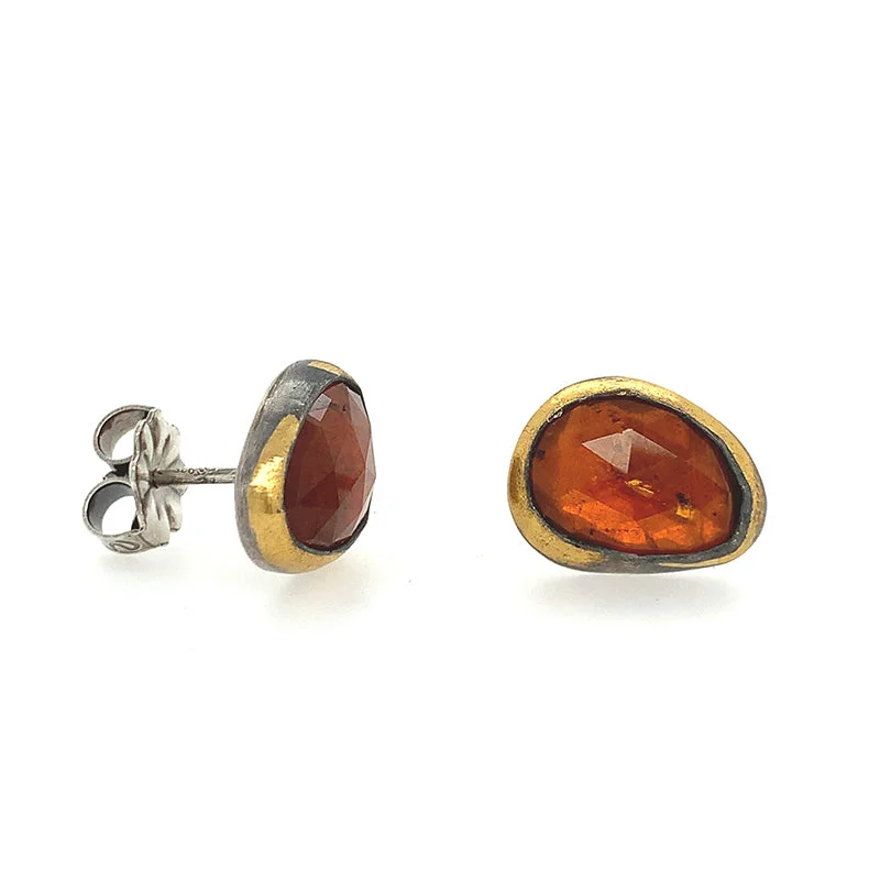 Orange Kyanite Keum-Boo Fold Studs