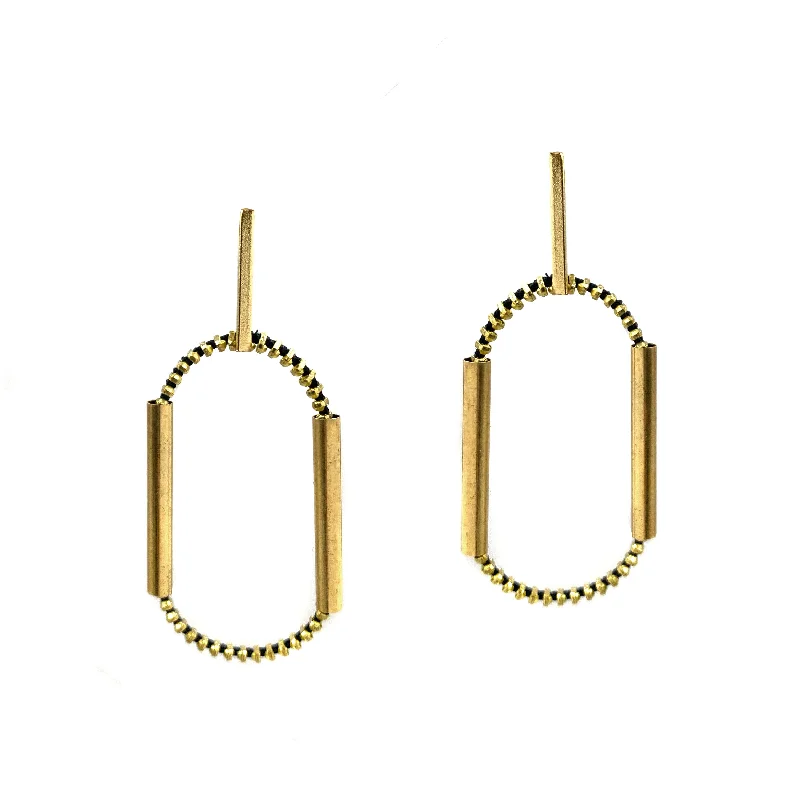 Oval Chain Tube Earring, Gold