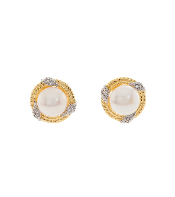 Pearl Rope Cubic Zirconia Stud Earrings