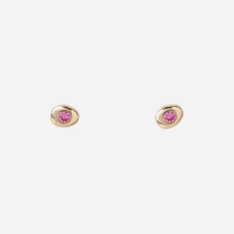 Pink Sapphire Pebble Studs