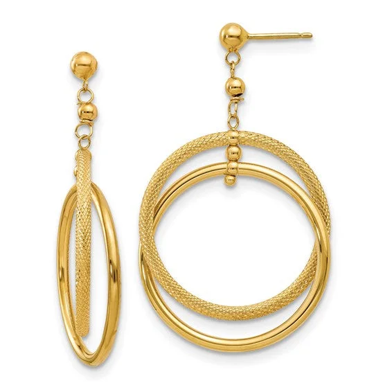 Polished & Textured Open Circle Dangle Earrings