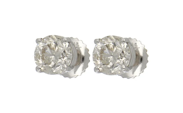 Premium Sized Round Brilliant Cut Diamond Stud Earrings